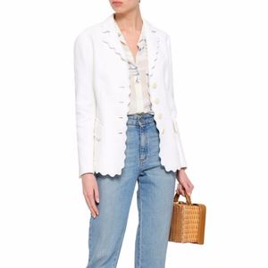 Tory Burch Scalloped Cotton-Jacquard Blazer Size 4